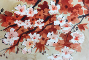 CHERRY BLOSSOMS WC INK STEP 4
