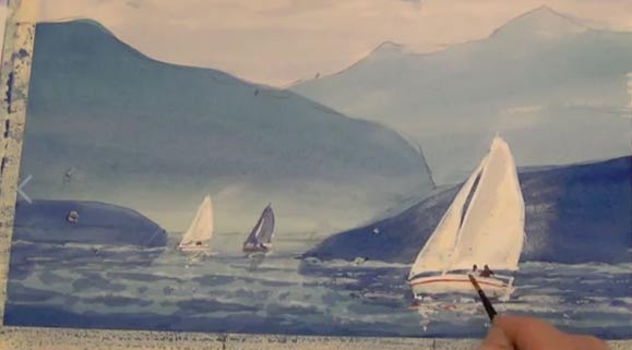 Sailboats In Watercolor Using Rubber Masking, 5 of 5